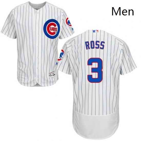 Mens Majestic Chicago Cubs 3 David Ross White Home Flexbase Authentic Collection MLB Jersey